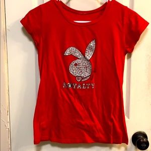 🔥HOT PRICE🔥Gorgeous red playboy shirt w/ sequins, worn when I did a shoot w/PB